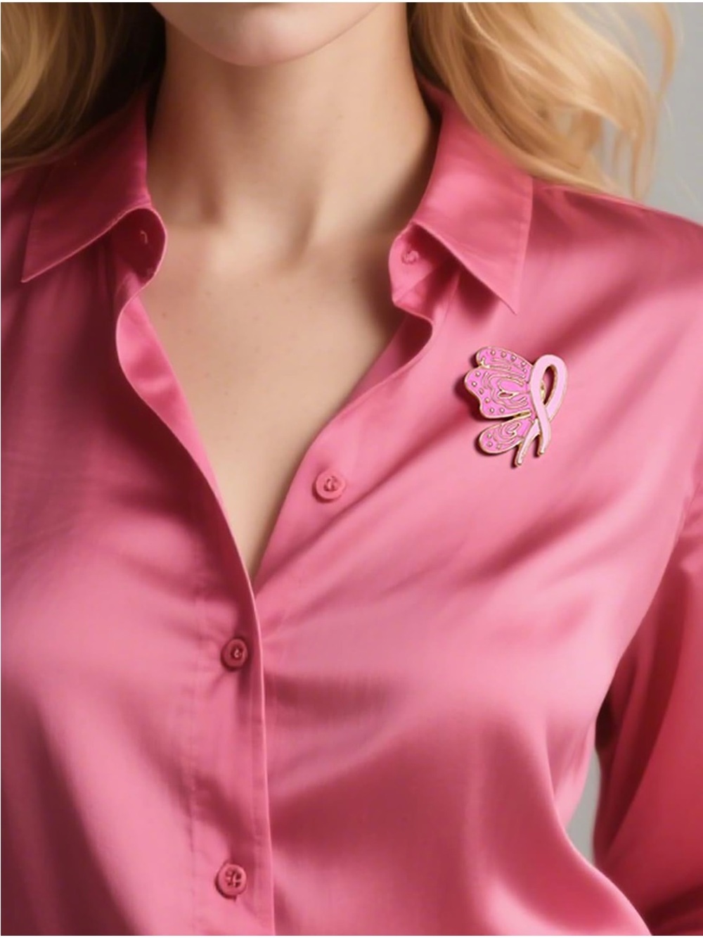 Pink Ribbon Awareness Enamel Pin Set - Picture 4 of 4
